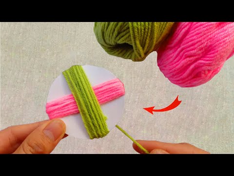 Superb Woolen Flower Making Trick Using Paper - Hand Embroidery Amazing Flower Design