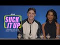 Hero Fiennes Tiffin Simone Ashley Struggle With Sour Candies Spilling Tea Suck It Up Delish