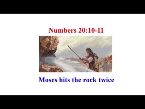 Numbers 20:10-11 = Moses hits the rock twice, but God instructed Moses to use words only