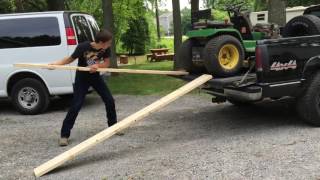How to get a riding mower out of a pickup--FAIL