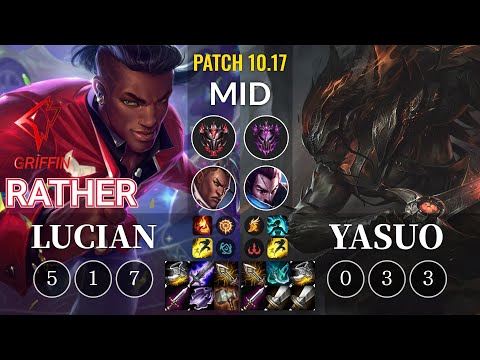 GRF Rather Lucian vs Yasuo Mid - KR Patch 10.17