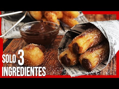 😋La Receta de CHURROS más FÁCIL ►Con SOLO 3 Ingredientes y Rellenos de CHOCOLATE