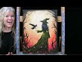 HALLOWEEN! Learn How to Draw & Paint with Acrylics CROW WITH A WITCH-Easy Lesson-Paint & Sip at Home