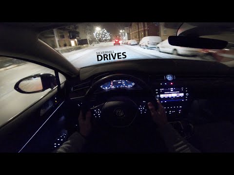 VW Passat 2.0TSI 4Motion 280HP - night time winter city drive and snow fun in POV [4K]