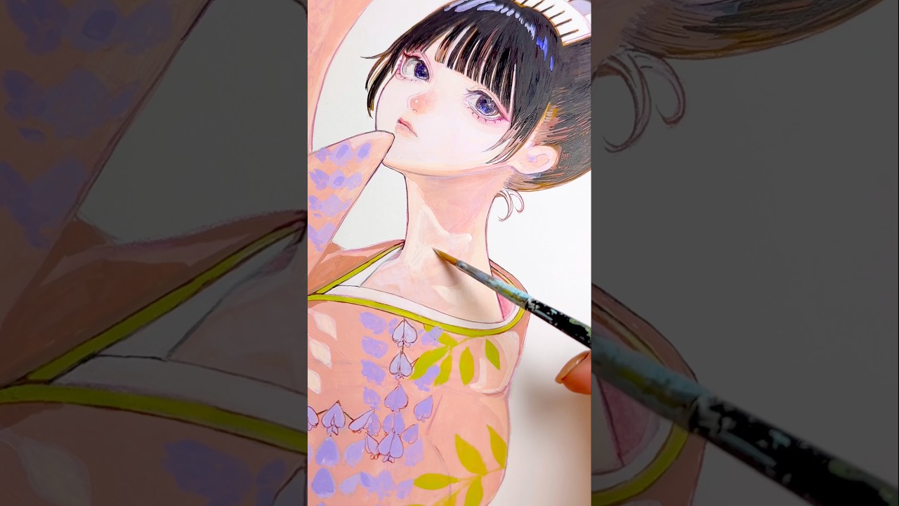 藤の花を描いてみた #アナログイラスト #イラストレーター #アクリル絵の具