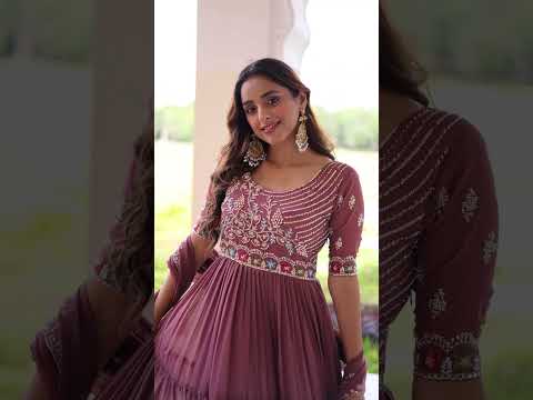 Mauve Pink Luxury Faux Blooming Sequins Multithread Beads Embroidered Gown with Designer Dupatta – Full Inner