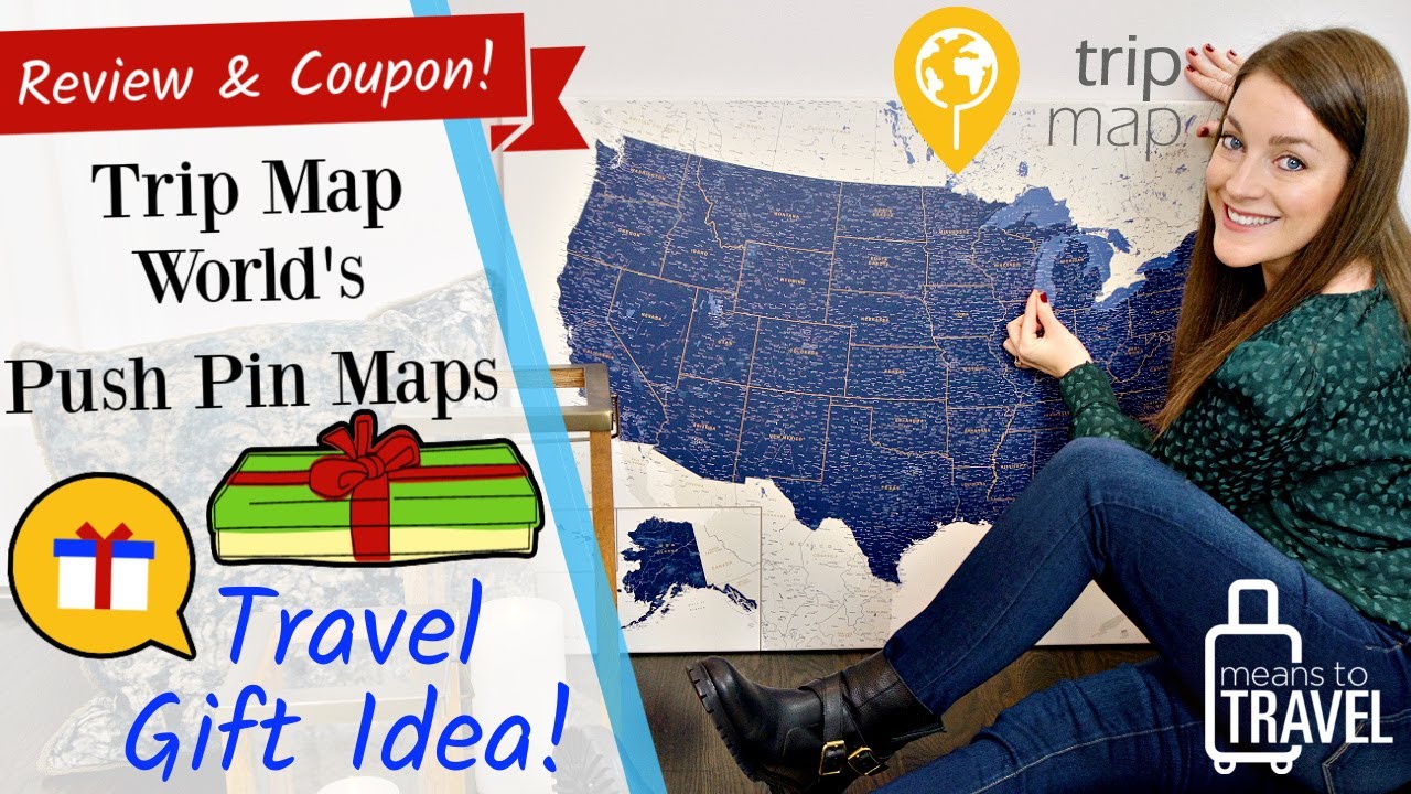 TRAVEL GIFT IDEA  ◆  Trip Map World Push Pin Map Review  ◆  USA Map Unboxing, Pinning, & Coupon Code