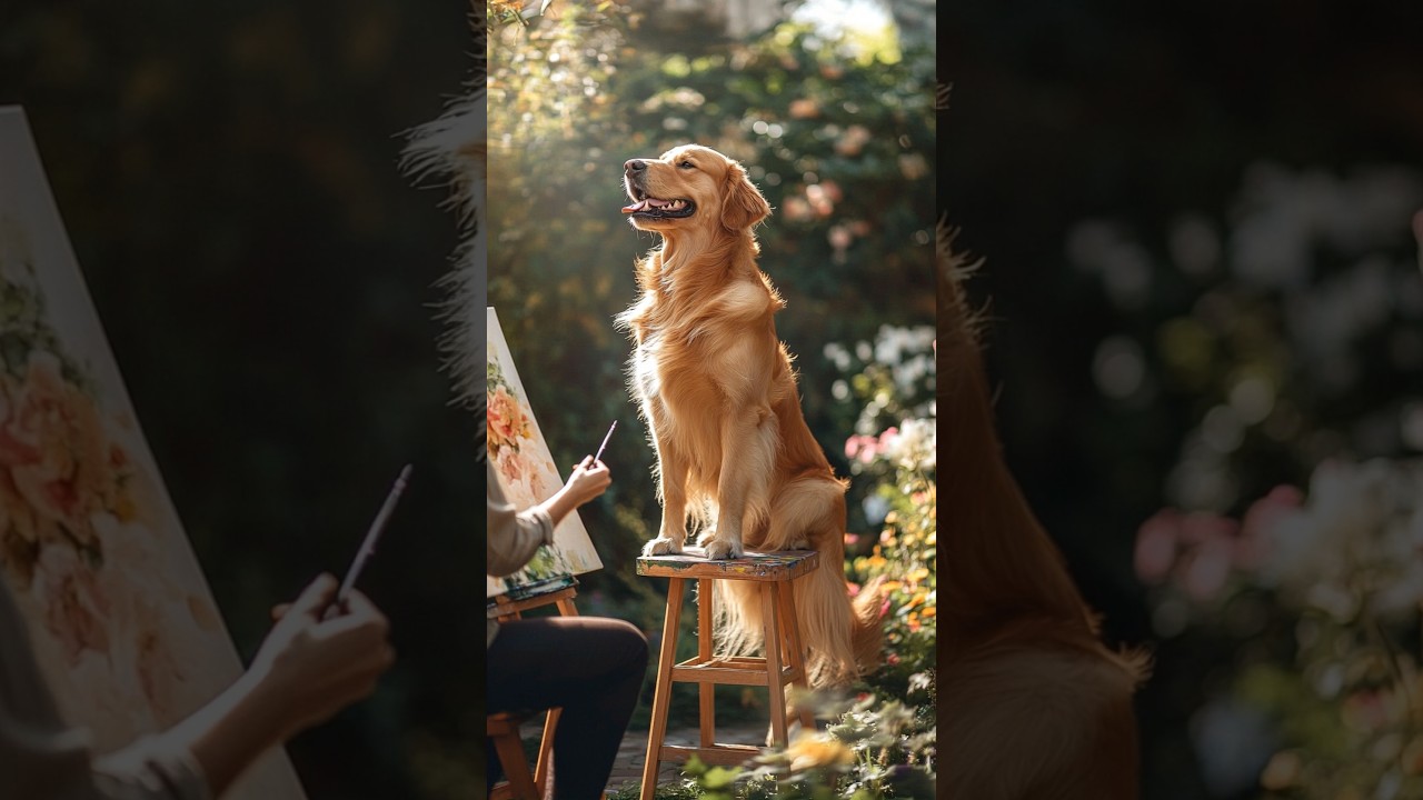 When Your Dog Thinks He's a Supermodel 🎨👑🖌️#GoldenRetriever #DogModel #FunnyDogVideos #DogArt #pets