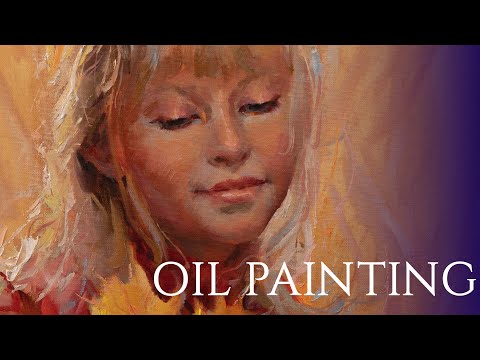Oil painting a portrait of a girl Alla prima