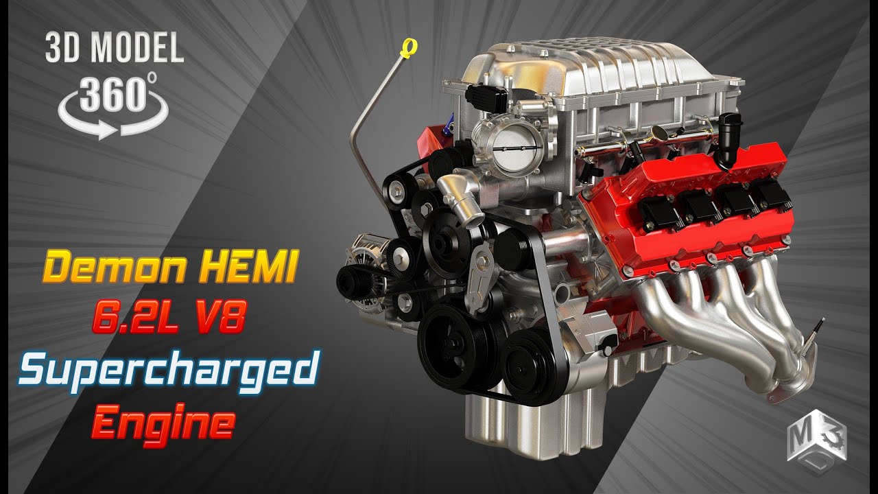 Demon supercharged v8 engine 3D Model
