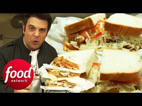 Adam Takes Down Three 1.5 Lbs Overstuffed Deli Sandwiches | Man v Food