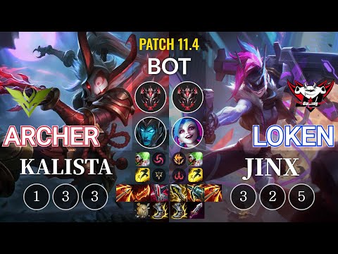 V3 Archer Kalista vs JDG LokeN Jinx Bot - KR Patch 11.4
