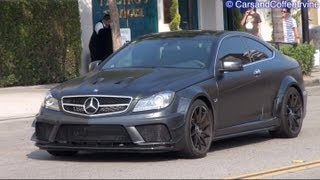 MATTE Black Mercedes C63 Black Series Driving in Beverly Hills!