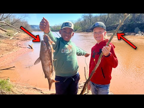 Catching Catfish on a Stick! Catch, Clean, and Cook!