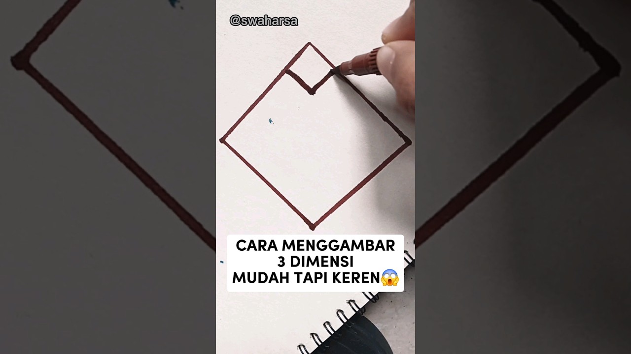 CARA MENGGAMBAR 3 DIMENSI SUPER MUDAH TAPI KEREN😱‼️#youtubeshorts #menggambar  #shorts #feed #fyp