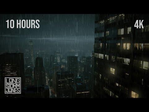 GLASS & RAIN — Heavy Rain on City Windows with Distant Thunder | 4K | 10 Hours | RELAX | SLEEP
