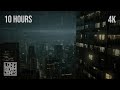 GLASS RAIN Heavy Rain On City Windows With Distant Thunder 4K 10 Hours RELAX SLEEP