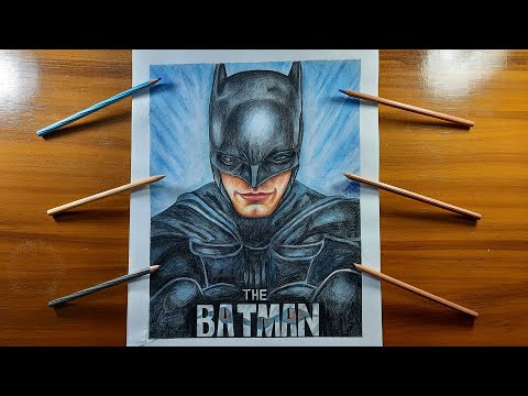 How to Draw Batman (Robert Pattinson) | Freehand Outline Technique | Watercolor Pencils