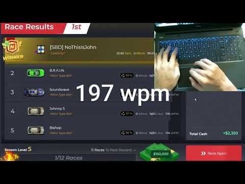 NitroType 190 WPM+ Compilation (HANDCAM) (Dvorak typing)