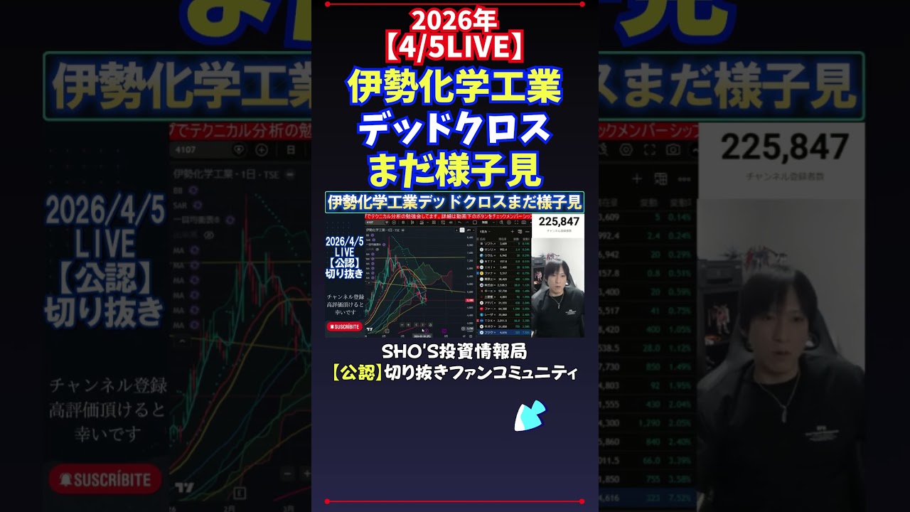 【4/5LIVE】伊勢化学工業デッドクロスまだ様子見 #日経平均株価 #投資