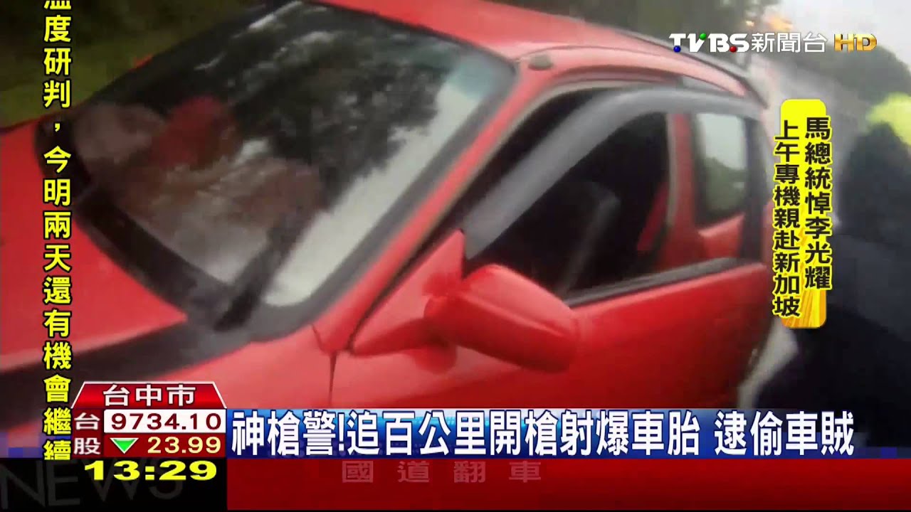 神槍警！追百公里開槍射爆車胎　逮偷車賊