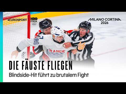 Blindside hit with consequences! Fight in the match between Canada and France | 2026 Olympics | I...