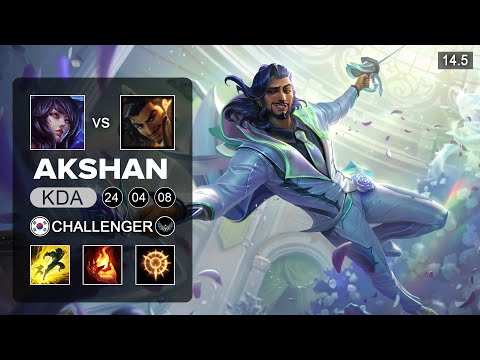Akshan vs Ahri Mid - KR Challenger - Patch 14.5 Season 14