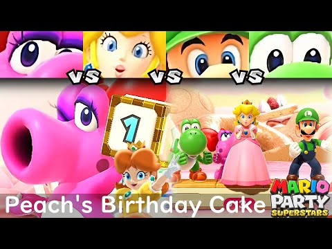Mario Party Superstars Birdo vs Peach vs Luigi vs Yoshi in Peach's Birthday Cake