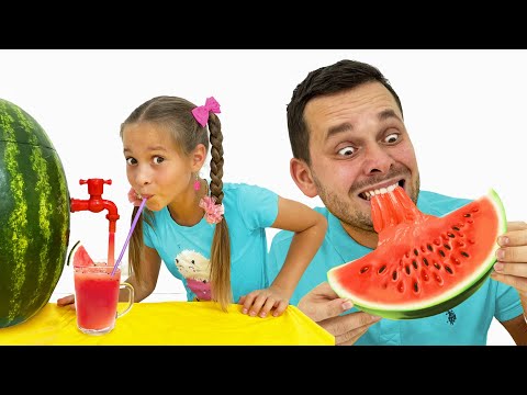Sofia und Papa machen gesunden Wassermelonensaft!