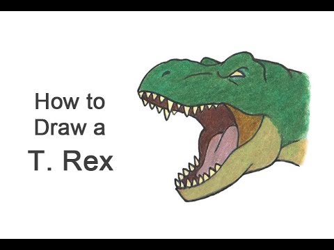 How to Draw a T. Rex Head Roaring (Cartoon)