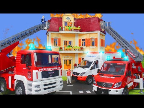 Feuerwehrauto Krankenwagen Feuerwehrmann & Spielzeugautos für Kinder | Bruder Spielwaren & Playmobil
