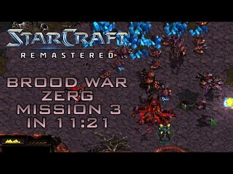 StarCraft Remastered Brood War Zerg Mission 3: The Kel-Morian Combine (Speedrun / Walkthrough)