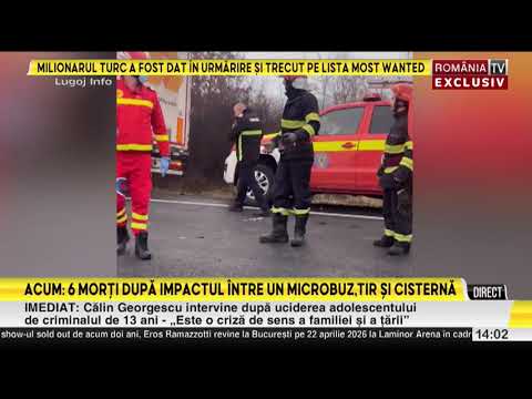 Accident cu șase morți pe DN6, în Timiș. Un microbuz, un TIR, o autocisternă  s-au ciocnit