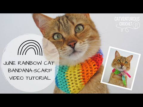 June Rainbow Cat Bandana-Scarf - Catventurous Crochet