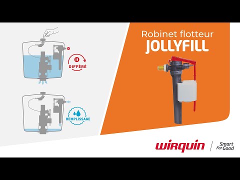 Wirquin 10724156 Chasse d'eau wc complète mécanisme wc double chasse Tronic  & robinet flotteur à alimentation latérale Jollyfill, gris et rouge