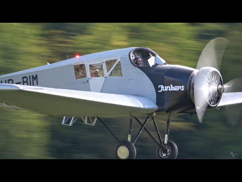 Classic Collector Planes approaching and landing at Oldtimer Fliegertreffen Hahnweide