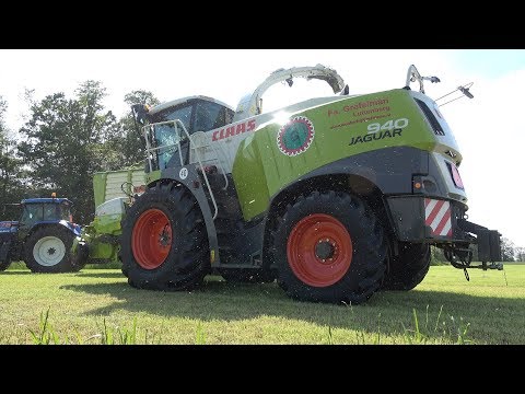 Grefelman met Claas Jaguar 940 Dynamic Power en 2 New Hollands in het gras (2019)