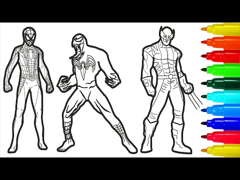 Spiderman Venom Wolverine Captain America Brave Heroes coloring pages
