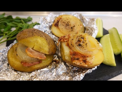 Easy Potato Recipe ! Baked Potato with Bacon and Onion ! Easyvideo
