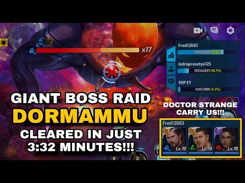 MARVEL Future Fight - DORMAMMU GIANT BOSS RAID CLEARED IN 3:32 MINUTES!!!