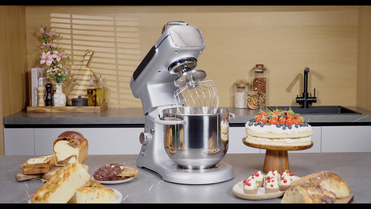 Mixer cu bol profesional, 7 L din inox, 1800 W, 2.4 kg aluat