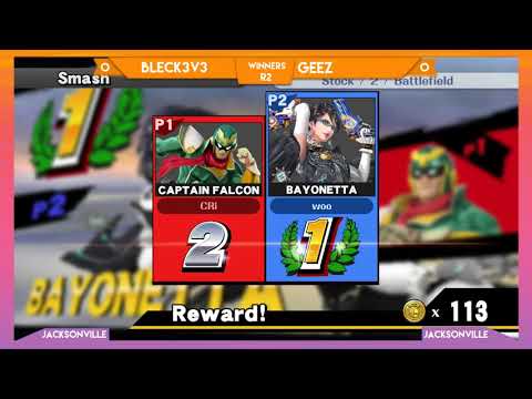 Jax Smash Weekly 5/10 - Bleck3v3(C. Falcon) vs. Geez(Bayonetta) Winners R2