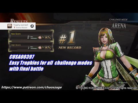 PS4 Dynasty Warriors 8: XL Complete Edition Easy Trophies All Challenge modes (savewizard required)