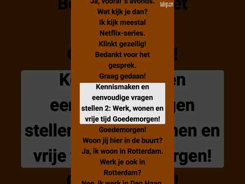 Learn Dutch | Simple Conversations: Introductions, Work & Free Time #nederlandsleren #nt2 #shorts