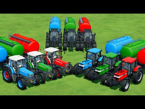 CASE vs FENDT vs VALTRA TRACTORS TRANSPORT FUEL - Farming Simulator 22