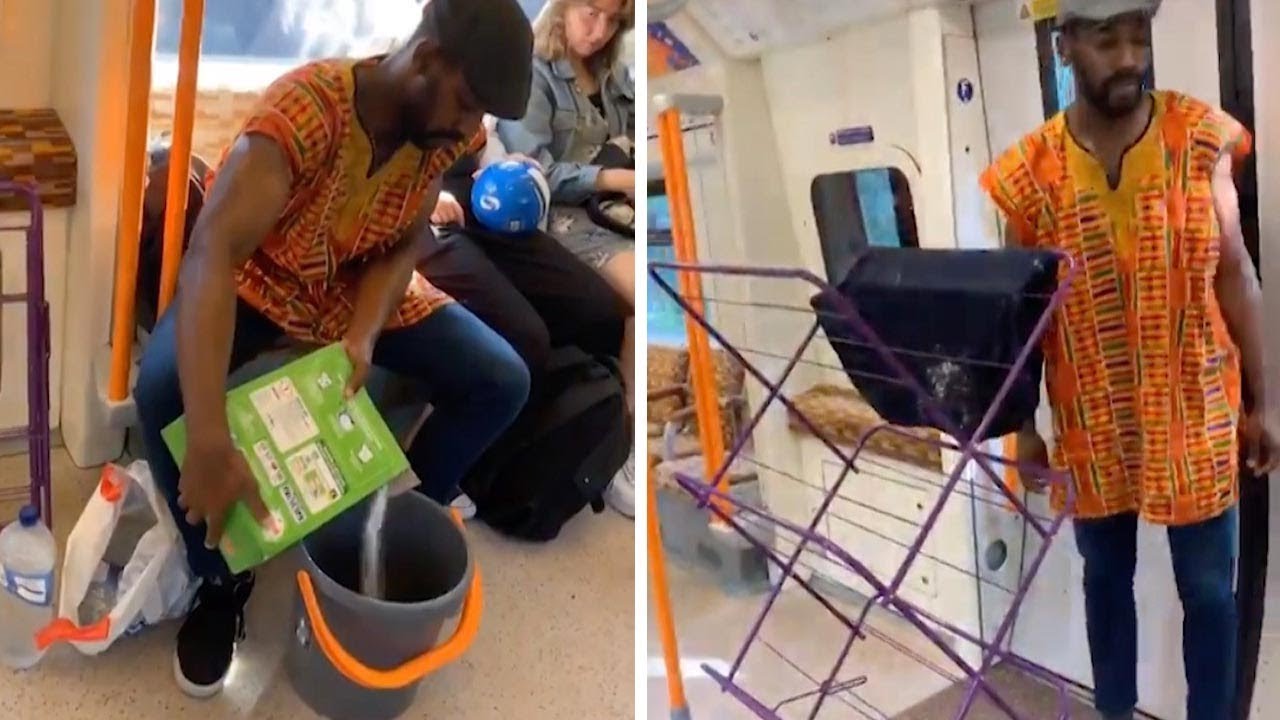 Guy Washes Clothes On Train