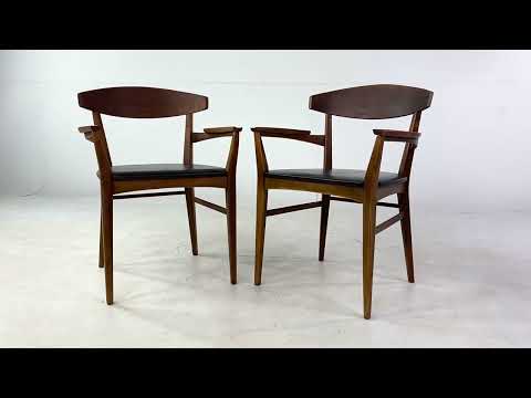 Paul McCobb for Lane Components Mid Century Walnut Captain's Chairs - Pair