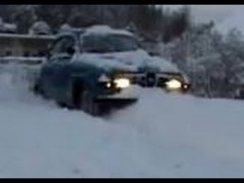 Cold start and snow driving Saab 96 V4