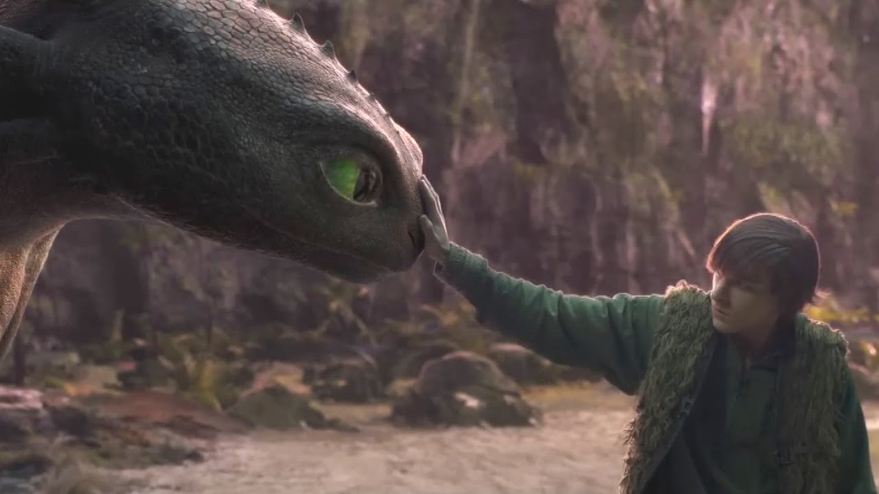 Hiccup and Toothless share a heartwarming moment