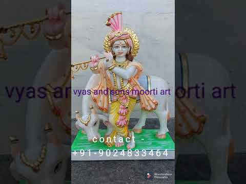 Beautiful Marble  Krishna With Cow